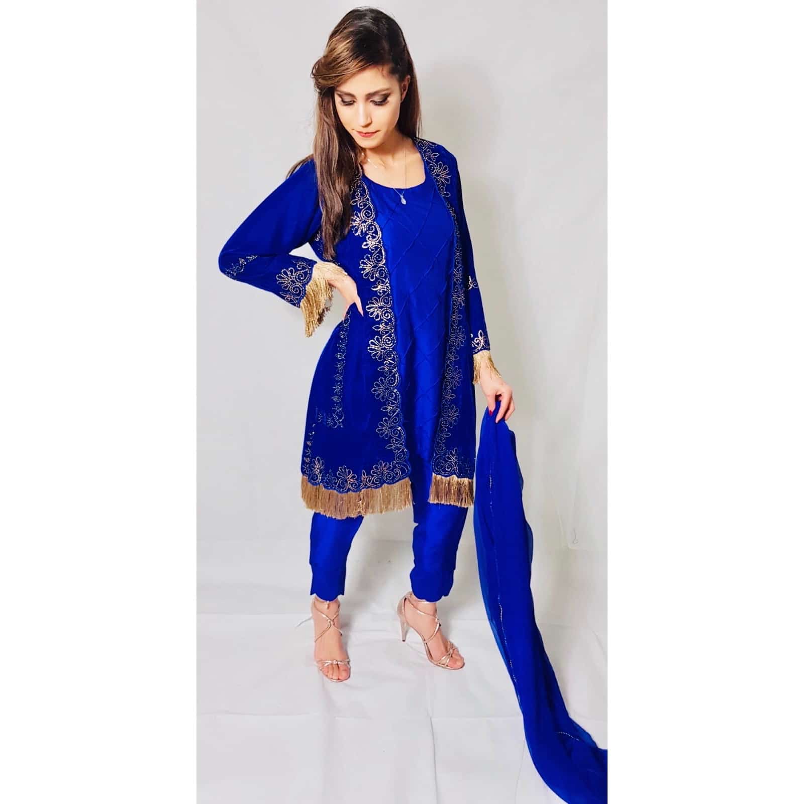 royal blue pakistani dresses